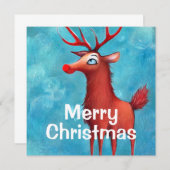 Invitation Rudolph, renne à nez rouge (Devant / Derrière)