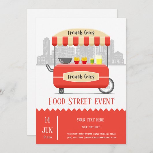 Invitation Rue alimentaire frites (Devant / Derrière)