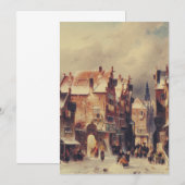 Invitation Rue enneigée à Haarlem par Charles Leickert (Devant / Derrière)