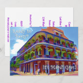 Invitation Rue historique de la Nouvelle-Orléans de mardi (Devant / Derrière)