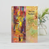 Invitation RUE MÉDIÉVALE DE FLORENCE LA NUIT,rouge jaune (Debout devant)