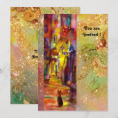 Invitation RUE MÉDIÉVALE DE FLORENCE LA NUIT,rouge jaune (Devant / Derrière)