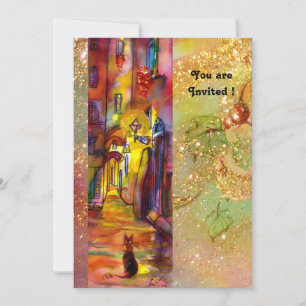 Invitation RUE MÉDIÉVALE DE FLORENCE LA NUIT,rouge jaune