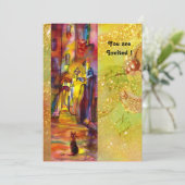 Invitation RUE MÉDIÉVALE DE FLORENCE LA NUIT,rouge jaune (Debout devant)