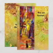 Invitation RUE MÉDIÉVALE DE FLORENCE LA NUIT,rouge jaune (Devant / Derrière)