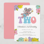 Invitation Rue Sésame Abby | Floral 2e anniversaire (Devant / Derrière)