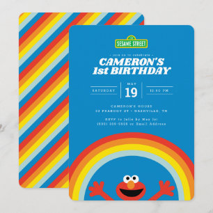 Invitation Rue Sésame   Anniversaire arc-en-ciel d'Elmo