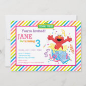 Invitation Rue Sésame | Anniversaire d'Elmo Girl (Devant)