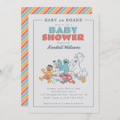 Invitation Rue Sésame | Bébé à bord - Baby shower d'été (Devant / Derrière)