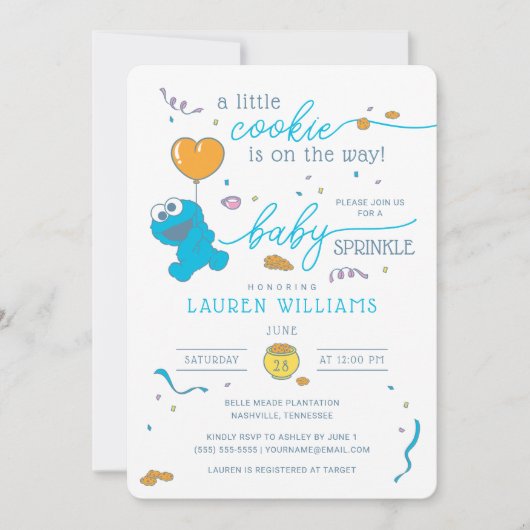 Invitation Rue Sésame | Cookie Monster Baby Sprinkl (Devant)