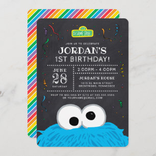 Invitation Rue Sésame   Cookie Monster Chalkboard Anniversair