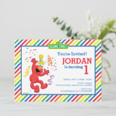 Invitation Rue Sésame | Elmo - Arc-en-ciel 1er anniversaire (Debout devant)