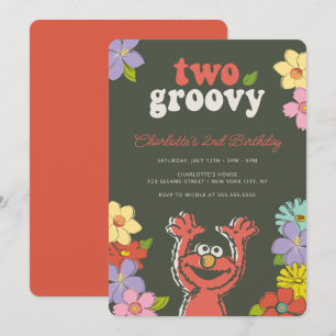 Invitation Rue Sésame Elmo Deux Fleurs Anniversaire Groovy