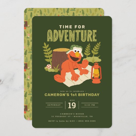 Invitation Rue Sésame - Elmo | L'heure de l'aventure (Devant / Derrière)