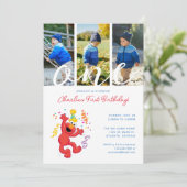 Invitation Rue Sésame | Elmo - Rainbow 1er Birthday Photo (Debout devant)