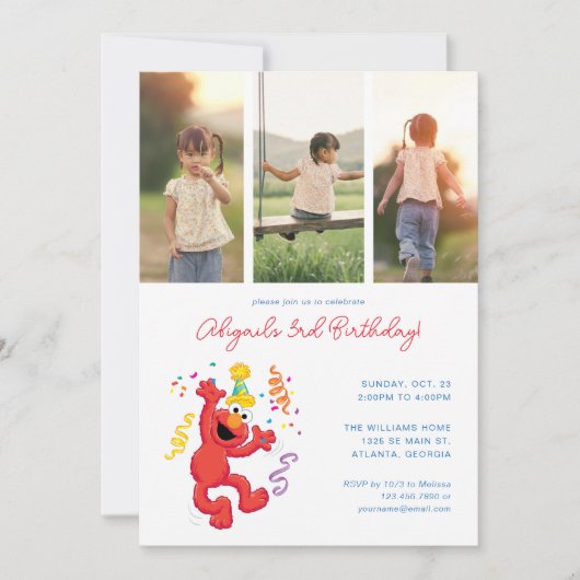 Invitation Rue Sésame | Elmo - Rainbow Birthday Photo (Devant)