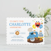 Invitation Rue Sésame | Gâteau d'anniversaire de Cookie Monst (Debout devant)