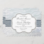 Invitation Ruffles blanches célestes & Dentelles Élégantes In (Devant / Derrière)