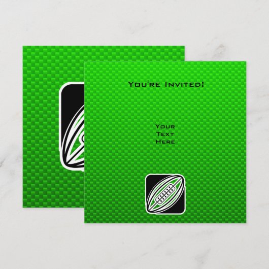 Invitation Rugby à XV vert (Devant / Derrière)