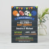 Invitation Rugby de basket-ball de baby shower d'All Star de (Debout devant)