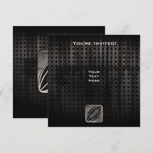 Invitation Rugby; Noir Cool (Devant / Derrière)