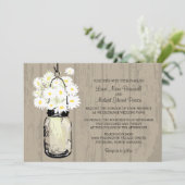 Invitation Rusic Brown Mason Jar Wild White Daisies (Debout devant)
