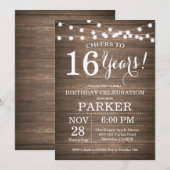 Invitation Russe 16e anniversaire Bois (Devant / Derrière)