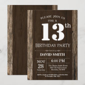 Invitation russe à l'anniversaire Bois Vintage (Devant / Derrière)