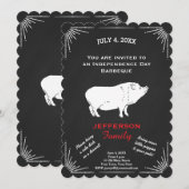 Invitation Russe Américain 4 juillet BBQ Party Piggy (Devant / Derrière)