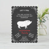 Invitation Russe Américain 4 juillet BBQ Party Piggy (Debout devant)