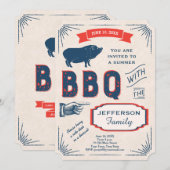 Invitation Russe Américain Summer BBQ Party (Devant / Derrière)