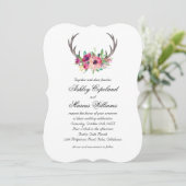 Invitation Russe Antlers Boho Floral Allure Mariage (Debout devant)