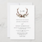 Invitation Russe Antlers Floral Boho Mariage (Devant)