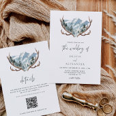 Invitation Russe Antlers Mountain Mariage QR Code