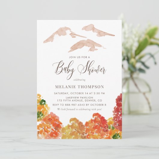 Invitation Russe aquarelle Automne Forêt Baby shower d'automn (Debout devant)