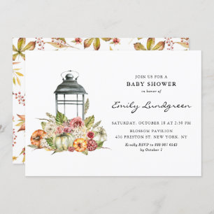 Invitation Russe Aquarelle Automne Harvest Lanterne Baby show
