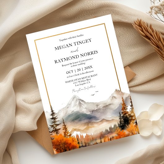 Invitation Russe aquarelle Automne Mariage Mountain