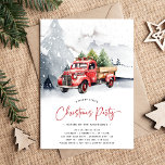 Invitation Russe aquarelle Camion rouge Fête de Noël d'hiver<br><div class="desc">Offrez un Joyeux Petit Noël avec cette invitation de Noël rustique à thème camion rouge aquarelle. Il est classique et parfait pour tous types de fêtes de vacances. Le design comprend un arrière - plan moody, de la neige et un beau camion rouge vif transportant des arbres de Noël. Le...</div>