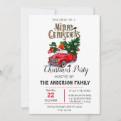 Invitation Russe aquarelle Camion rouge Noël (Devant)