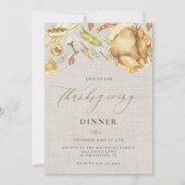 Invitation Russe Aquarelle Chute Turquie Thanksgiving Dîner (Devant)