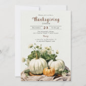 Invitation Russe Aquarelle Citrouille Thanksgiving Dîner (Devant)
