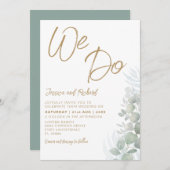 Invitation Russe Aquarelle Eucalyputus Sage Mariage vert (Devant / Derrière)