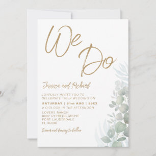 Invitation Russe Aquarelle Eucalyputus Sage Mariage vert