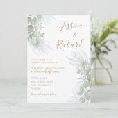 Invitation Russe Aquarelle Eucalyputus Sage Mariage vert (Debout devant)