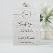 Invitation Russe aquarelle feuille Merci de bois mariage (Debout devant)