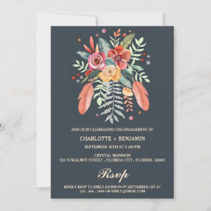 Invitation Russe aquarelle Floral Boho