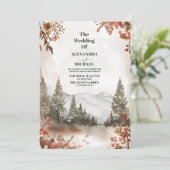 Invitation Russe Aquarelle Forêt de montagne hiver (Debout devant)