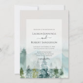 Invitation Russe Aquarelle Forêt Pin Mariage (Devant)