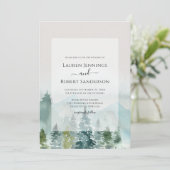 Invitation Russe Aquarelle Forêt Pin Mariage (Debout devant)