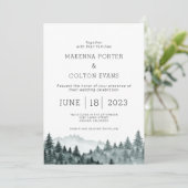 Invitation Russe Aquarelle Mariage de pin de montagne (Debout devant)